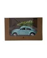 House Doctor XMAS CAR light blue 12,5 cm med juletræ på taget i æske - Fransenhome